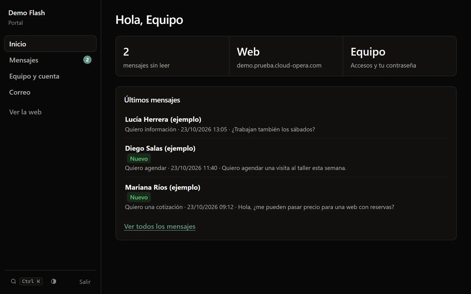 Inicio del portal: lo pendiente, a la vista